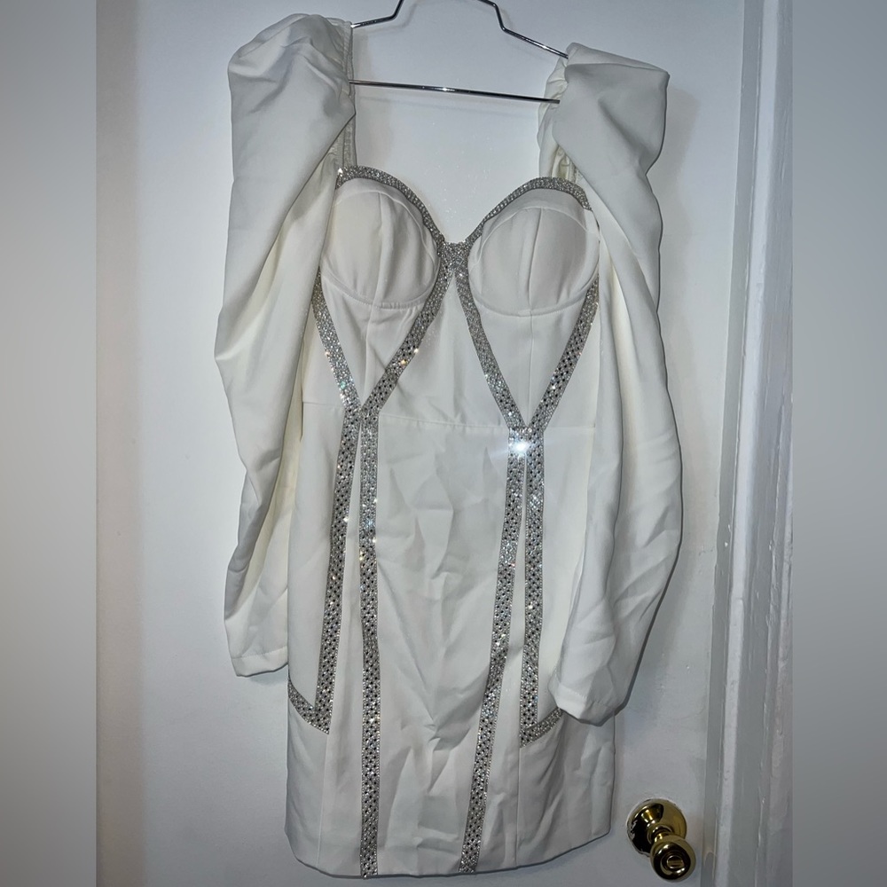 White party sequined Party Dress